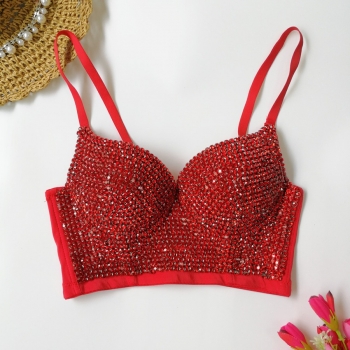 slight stretch rhinestone boned bra vest(with underwire,75b 80b 85c 90c available for a\b\c cup)