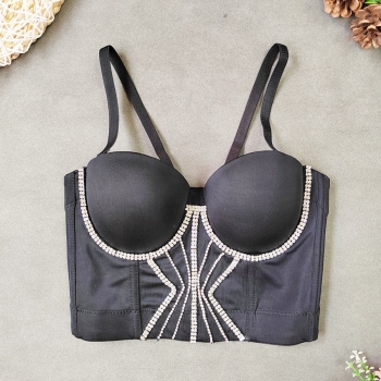 slight stretch rock style rhinestone bra vest(with underwire,75b 80b 85c 90c available for a\b\c cup)