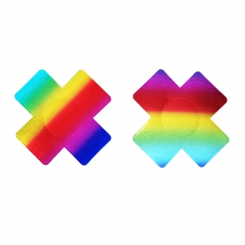 fifty pairs cross shape holographic rainbow nipple pad(size:8cm)