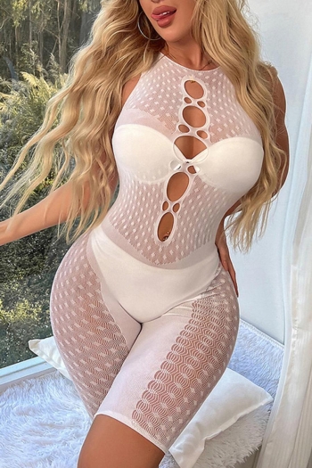 high stretch solid color 7-colors mesh hollow see-through sexy teddy collection