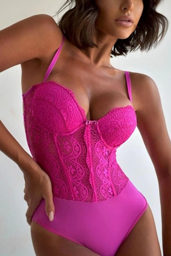 Slight stretch lace solid back bandage hollow sexy teddy collections