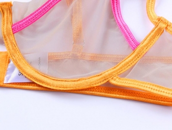 Colorblock sling garter three piece set lingerie