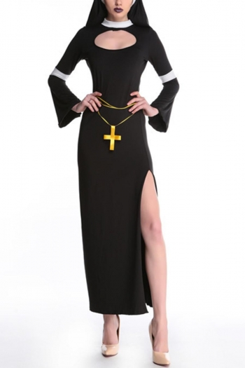 slight stretch cosplay nun costume(with headgear & waist crucifix)
