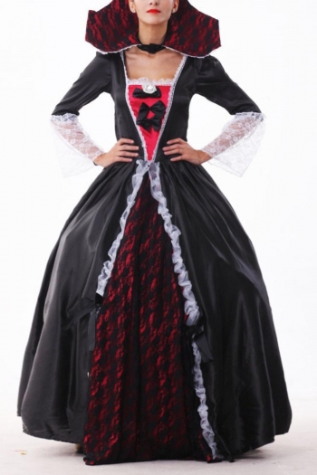 slight stretch halloween cosplay vampire witch queen costume(with collar & rhinestone & panniers)