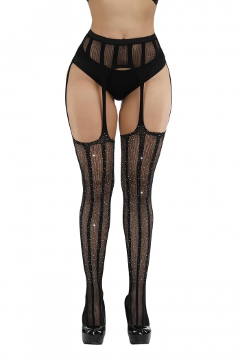 stretch mesh jacquard rhinestone garter design tights(no panties)