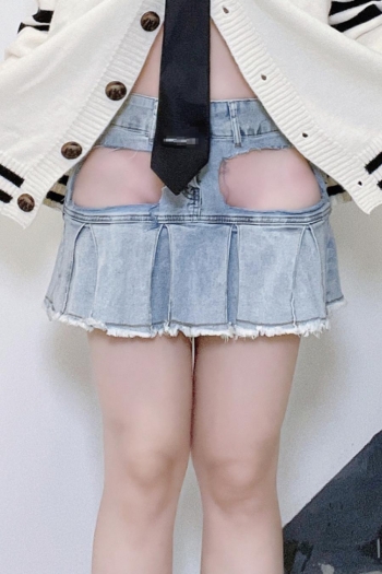 plus-size stretch cut out sexy denim skirt costume