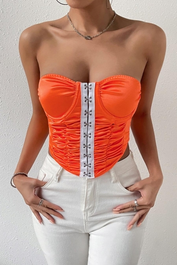 xs-l sexy slight stretch orange single-breasted bandeau tank top(with underwire)