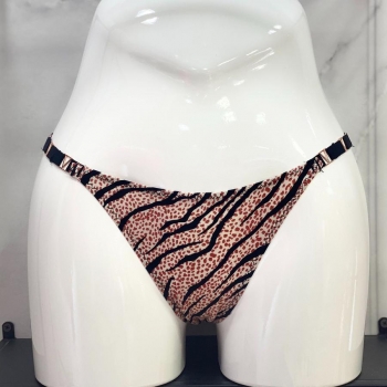 six pc sexy stretch leopard & zebra printing metal buckle panties