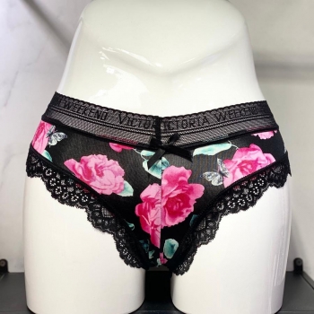 six pc sexy lace stretch flower printing breathable thong