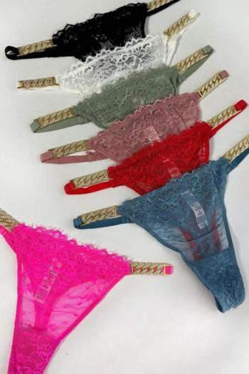 sexy 7 colors lace slight stretch chain rhinestone thong