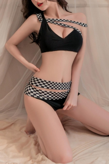 Sexy slight stretch car model mesh two-piece set(with thong)