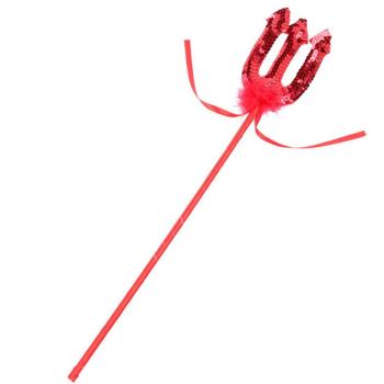 halloween costume accessories red sequins devil stick trident and hair hoop