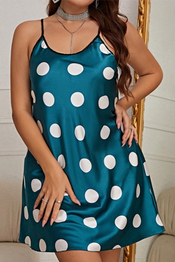 xl-5xl sexy plus-size non-stretch satin polka dots mini sleepwear