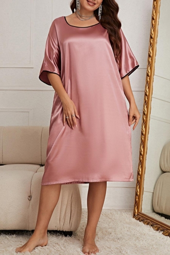 xl-5xl sexy plus-size non-stretch satin midi sleepwear