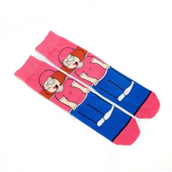 one pair new slight stretch cotton cartoon pattern socks#1