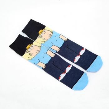 one pair new slight stretch cotton cartoon pattern socks#2