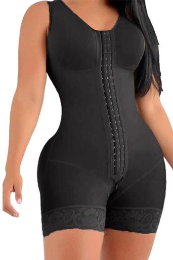 sexy plus-size slight stretch lace trim crotch zipper full body shaper