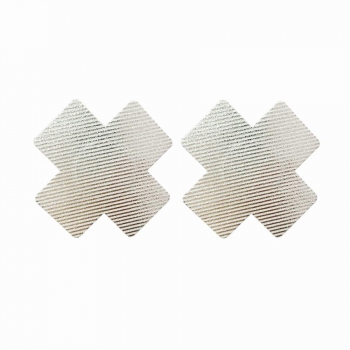 fifty pairs set glitter silver fine lines cross shape nipple pad(length:8cm)