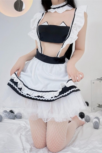 sexy stretch cat maid costume(with hair hoop&neck ring&tutu skirt, no stockings)