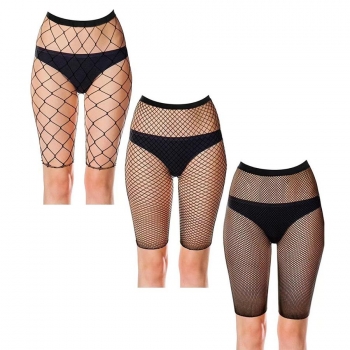 sexy stretch hollow mesh short three piece set tights(no underwear)