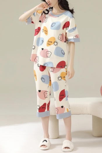 casual plus size non-stretch cartoon rabbit printing shorts sets(size run small)