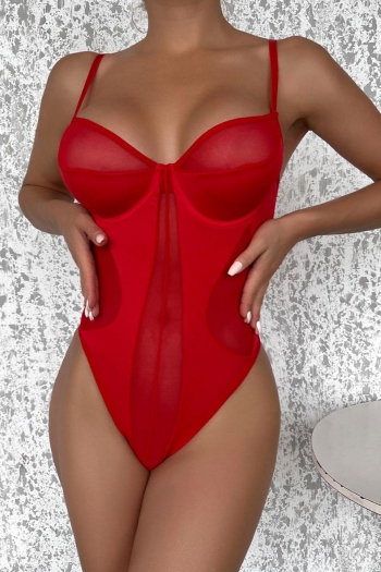 sexy slight stretch 5 colors mesh stitching teddy collections(with underwire)