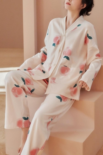 casual plus size slight stretch cotton peach printing pants sets size run small