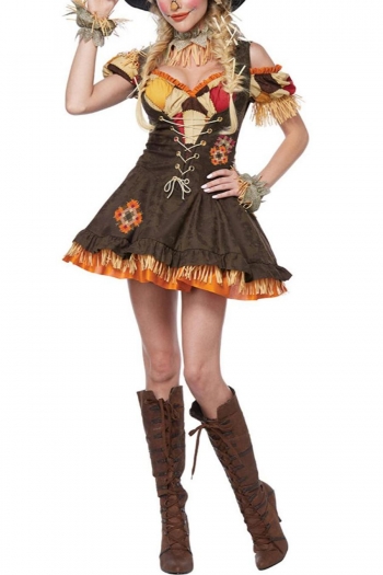 halloween cosplay scarecrow clown witch hat costume(with neck ring & hand ring)