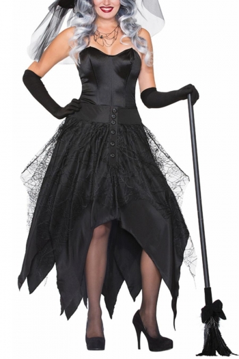 halloween lace velvet cosplay witch dress costume(with hat & gloves,no broom)