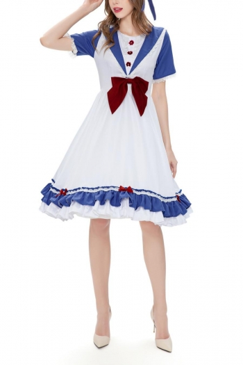 halloween ruffle lace bow cosplay lolita maid costume(with hat)
