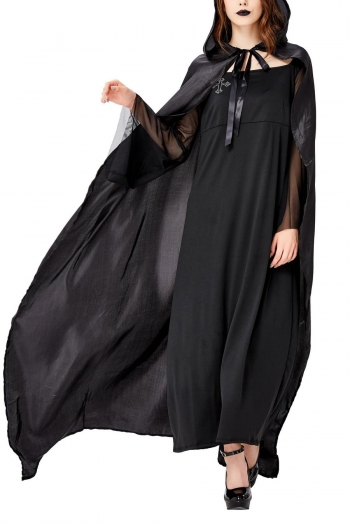 halloween mesh cosplay vampire long cloak wicked witch costume