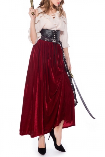 halloween skull belt cosplay pirate costume(with head scarf,no saber and gun)