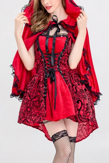 halloween lace trim shawl cosplay little red riding hood costume(no stockings)