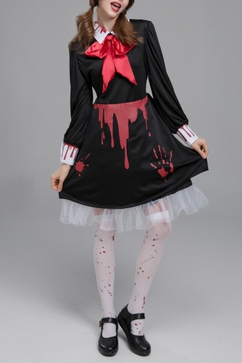 halloween mesh cosplay horror doll costume(with hairpin & bow tie,no stockings)