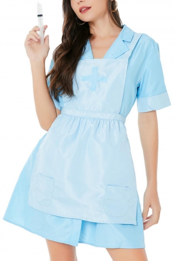 halloween lace-up cosplay nurse costume(with hair hoop & apron,no syringe)