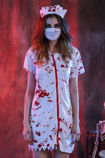 halloween hair hoop cosplay couple bloody nurse costume(with face mask,no sock)