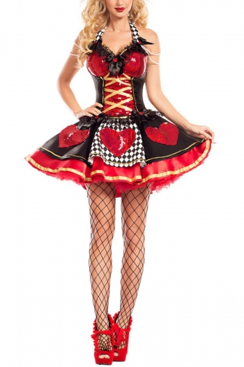 halloween sexy sequins cosplay queen of hearts costume(no tights)