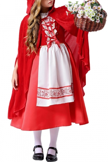 halloween for kid velvet cloak cosplay little red riding hood costume(no tights)