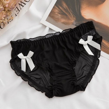 sexy stretch mesh bow middle waist panties