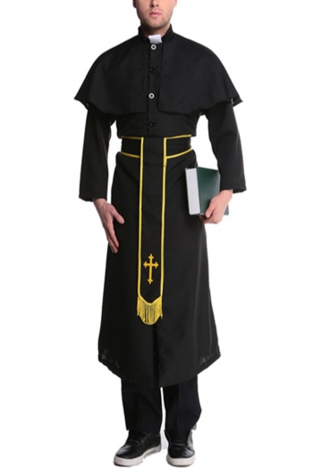 halloween for man contrast color cosplay priest costume(with shawl & belt)