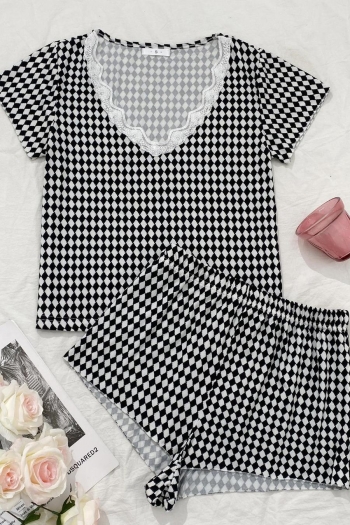 casual lace stitching lattice shorts set loungewear