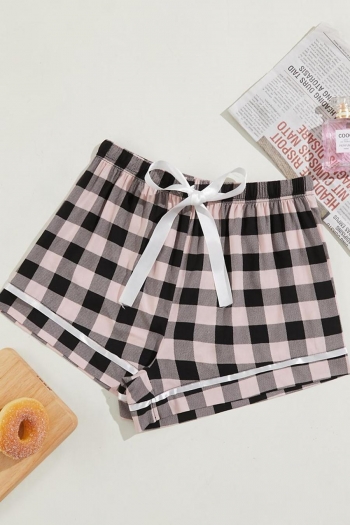casual non-stretch contrast color lattice shorts loungewear