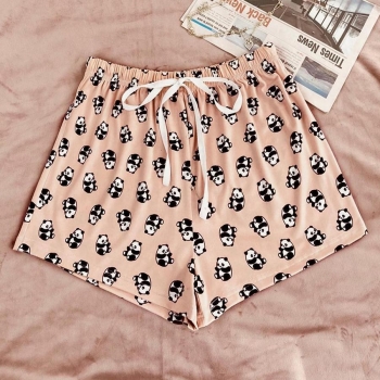 casual slight stretch lace-up panda shorts loungewear