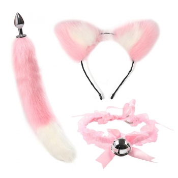 sexy fuzzy bell necklace fox hair hoop threer piece set
