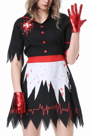 halloween cosplay horror bloody nurse costume(with hat & gloves)