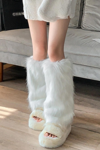 autumn & winter new solid color faux fur warm thick socks 40cm