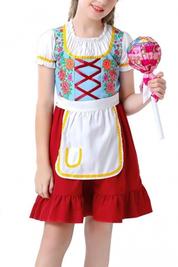 halloween for kid ethnic style mini dress maid costumes(with apron)