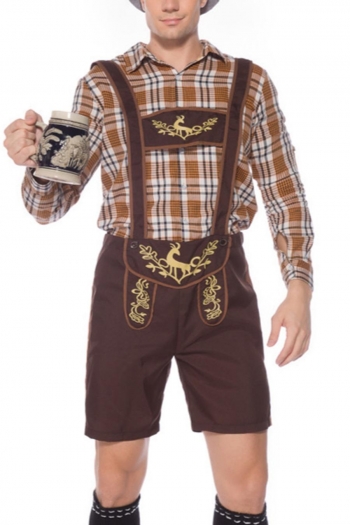 halloween lattice blouses shorts sets men costumes(with hat)