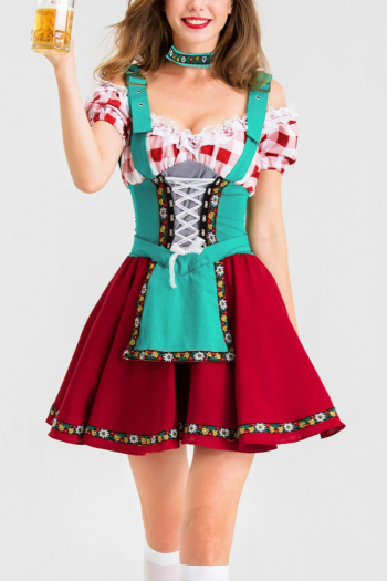 halloween ethnic style lattice mini dress maid costumes(with neck ring)