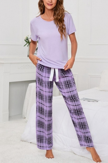 casual plus size slight stretch lattice printing bowknot pants set loungewear